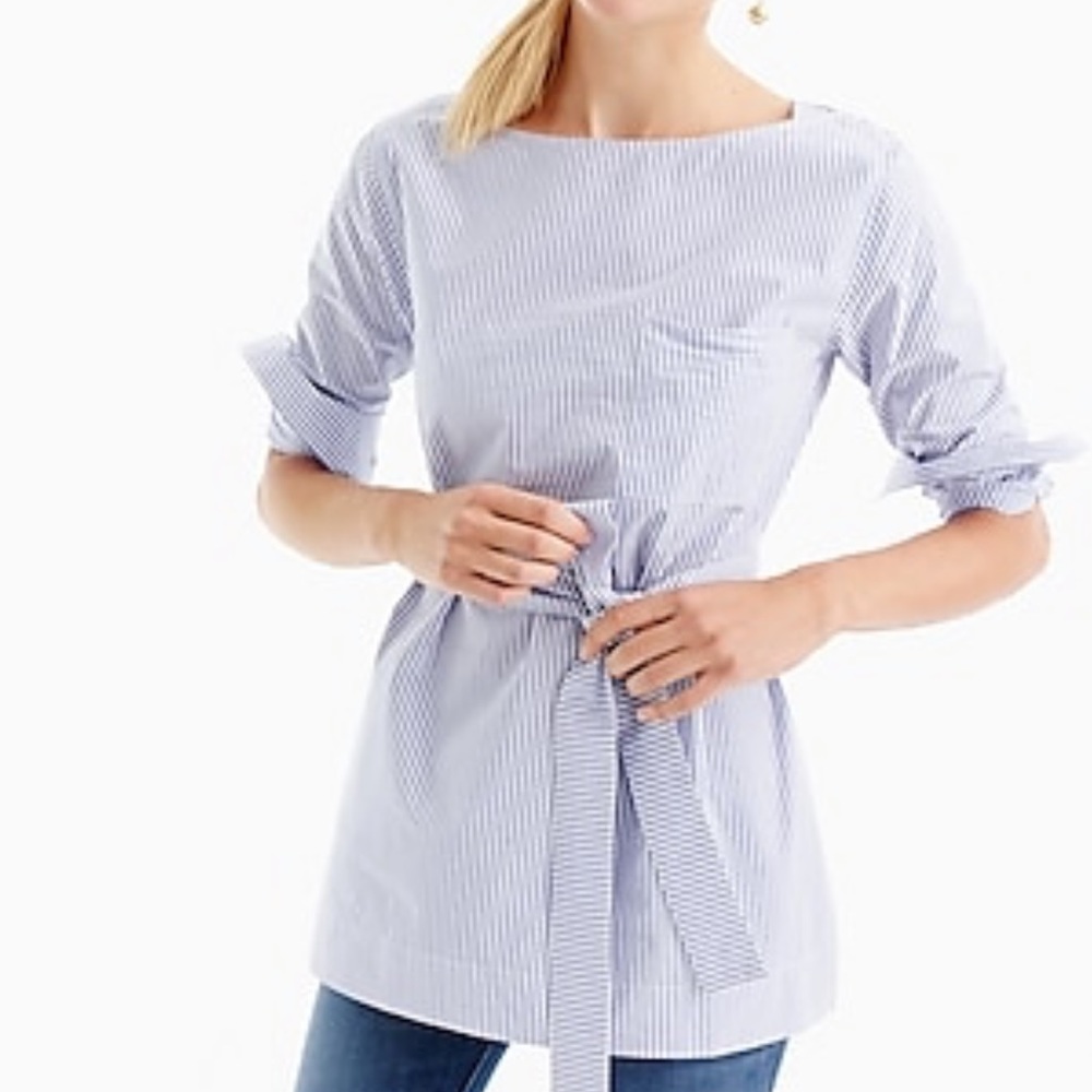 J. Crew striped boatneck tunic w/ tie (6)